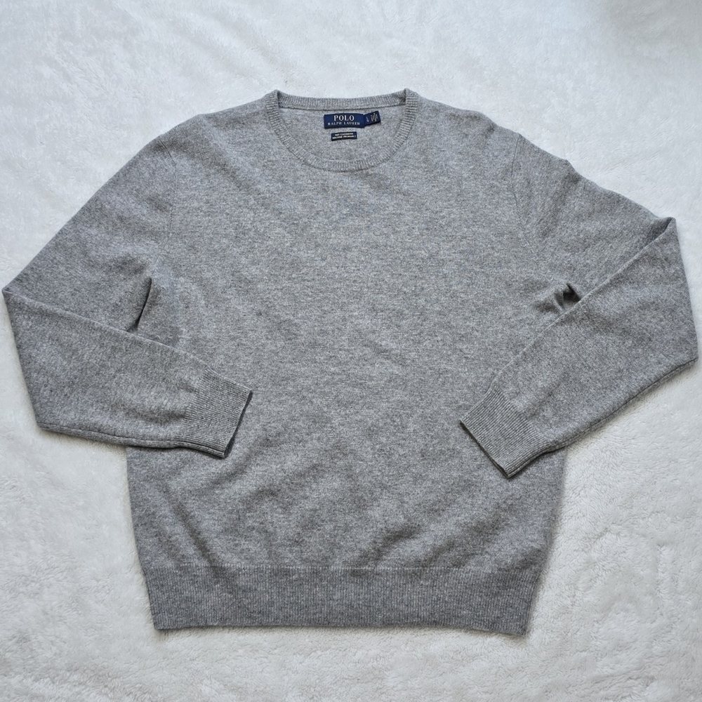 Polo Ralph Lauren Cashmere Sweater Crewneck Pull Over Minimalist Men's Sz.L - Picture 6 of 11